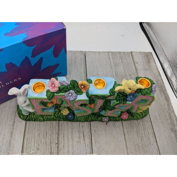 Vintage Nobel Ball 8" Easter Mini Taper Candle Holder Spring Bunny Decoration - Picture 4 of 6